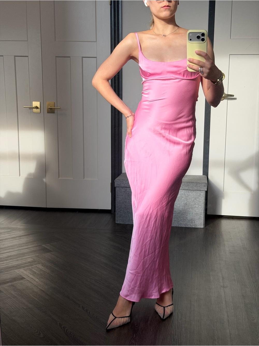 Pink Slip Midi Dress - Women
